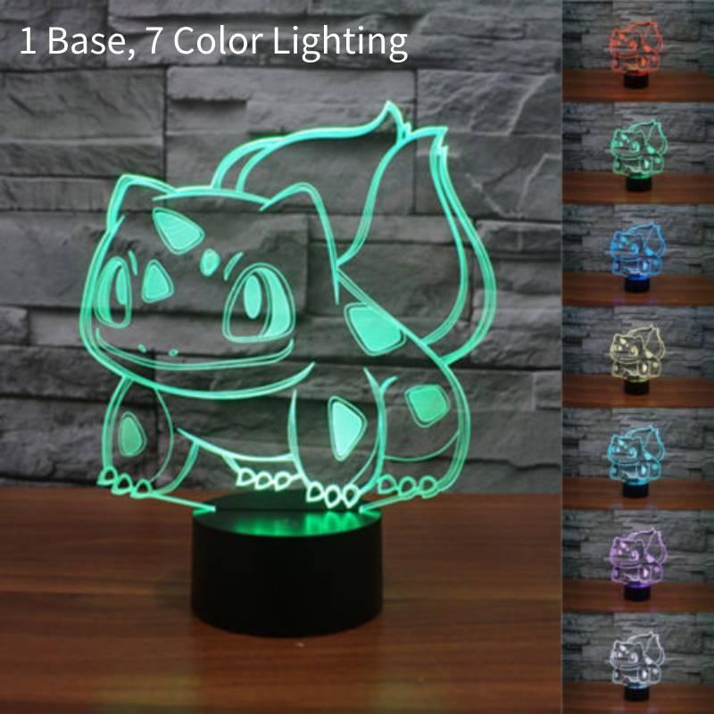 Bulbasaur 3d Touch Night Light 7colors Usb Rechargeable Home Decoration Office