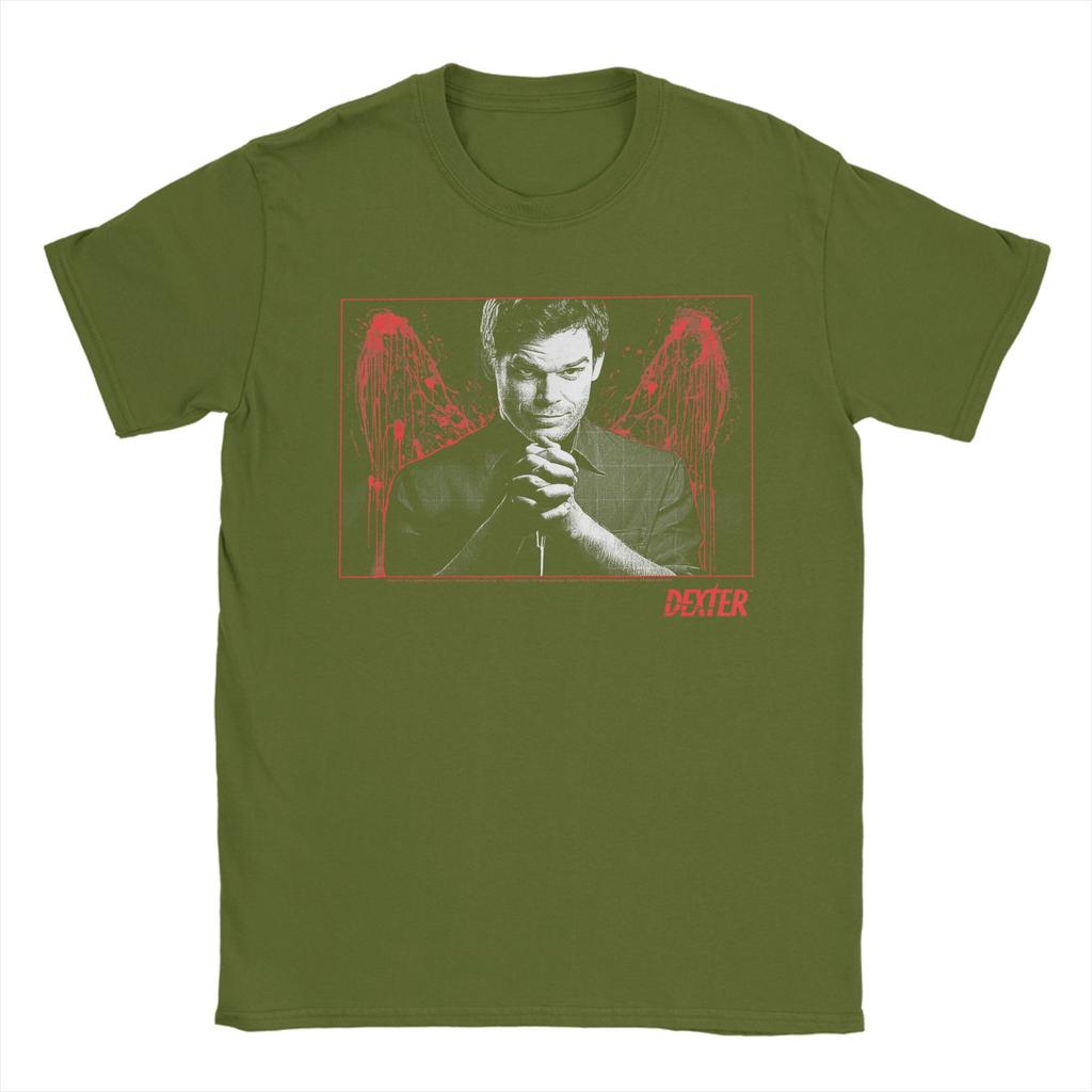 Dexter Blood Splatter Wings TV Show T-Shirt Summer Popular T-Shirts Men Cotton O-Neck Plus Size 5XL Tees Short Sleeve Y2K Tops