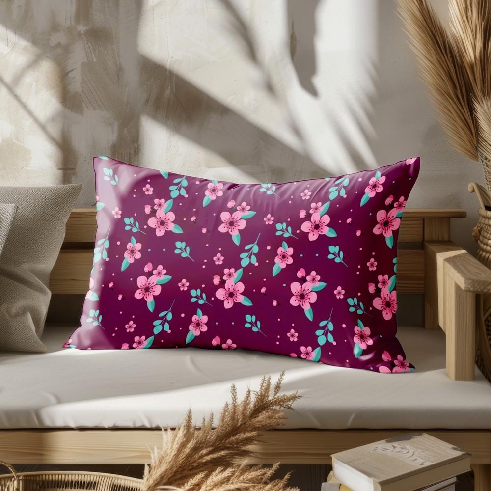 Heimdeko Buntes Blumenmuster Kissenbezug Geeignet für Sofa Schlafzimmer Auto Kissenbezug Kissen Rechteckiges Rückenkissen