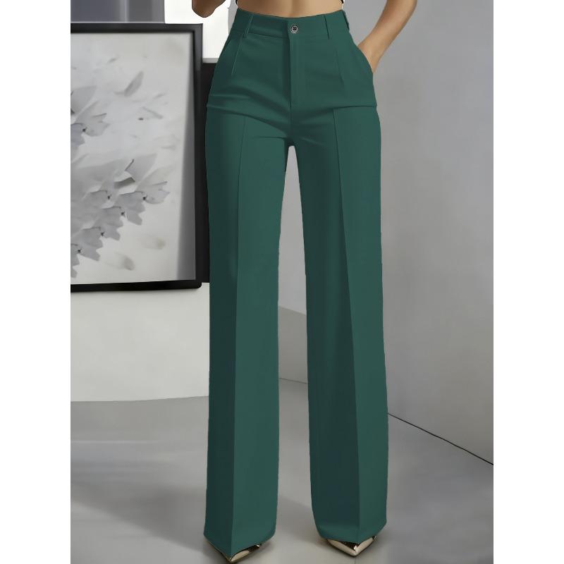 TIFICY Women's Fashion Casual Solid Color Print High Waist Trousers Pants & Capris
