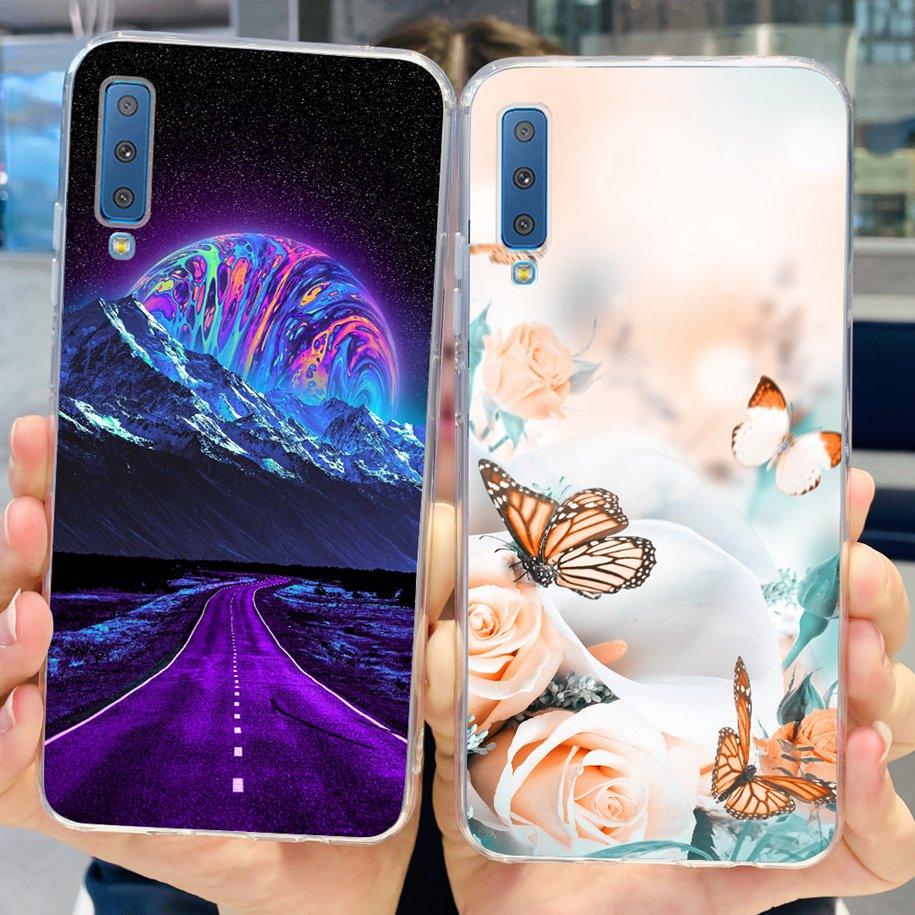 For Cover Samsung Galaxy A7 2018 Case New Fashion Flower Bumper Soft Silicone Phone Case For Samsung A7 2018 A750 SM-A750F Coque