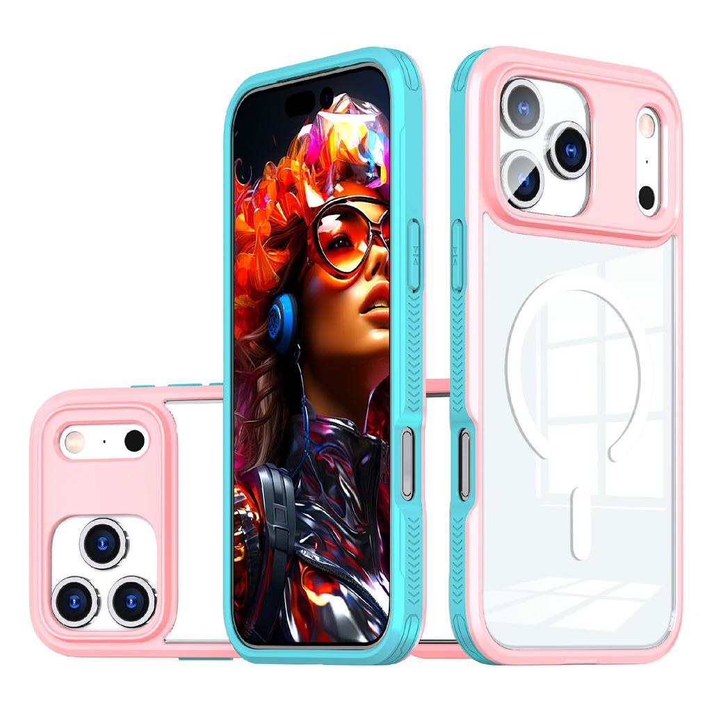 For iPhone 17 Pro Case Compatible with MagSafe TPU PC Clear Phone Back Cover