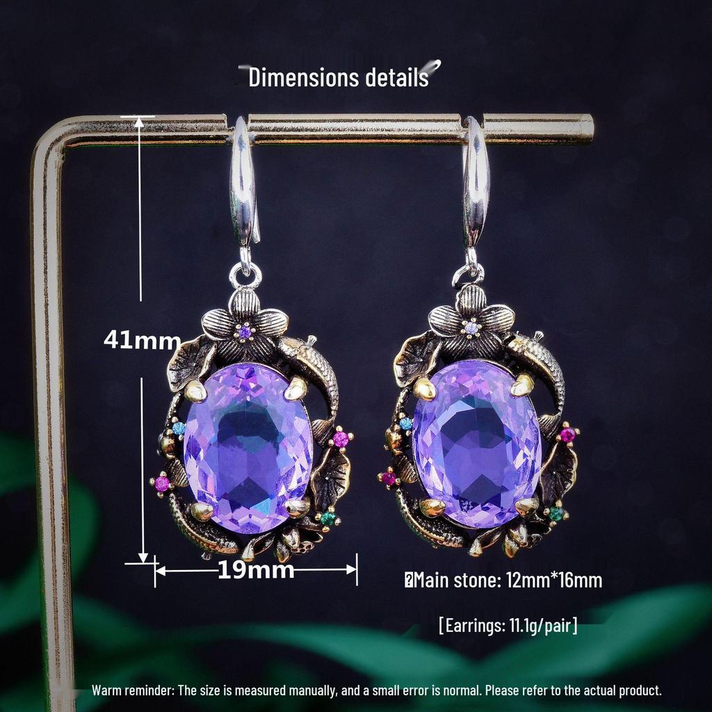 Italian Retro Filigree Double Fish Lotus Jewelry Set: Lotus Leaf Bracelet, Gem Pendant, Earrings, and Ring.