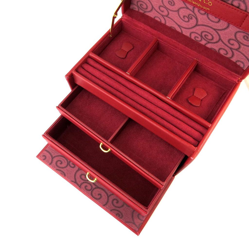 Les Trésors De Lily [N5286] - 'So British' Red Arabesque Jewelry Box - 22x14. 5x14. 5cm