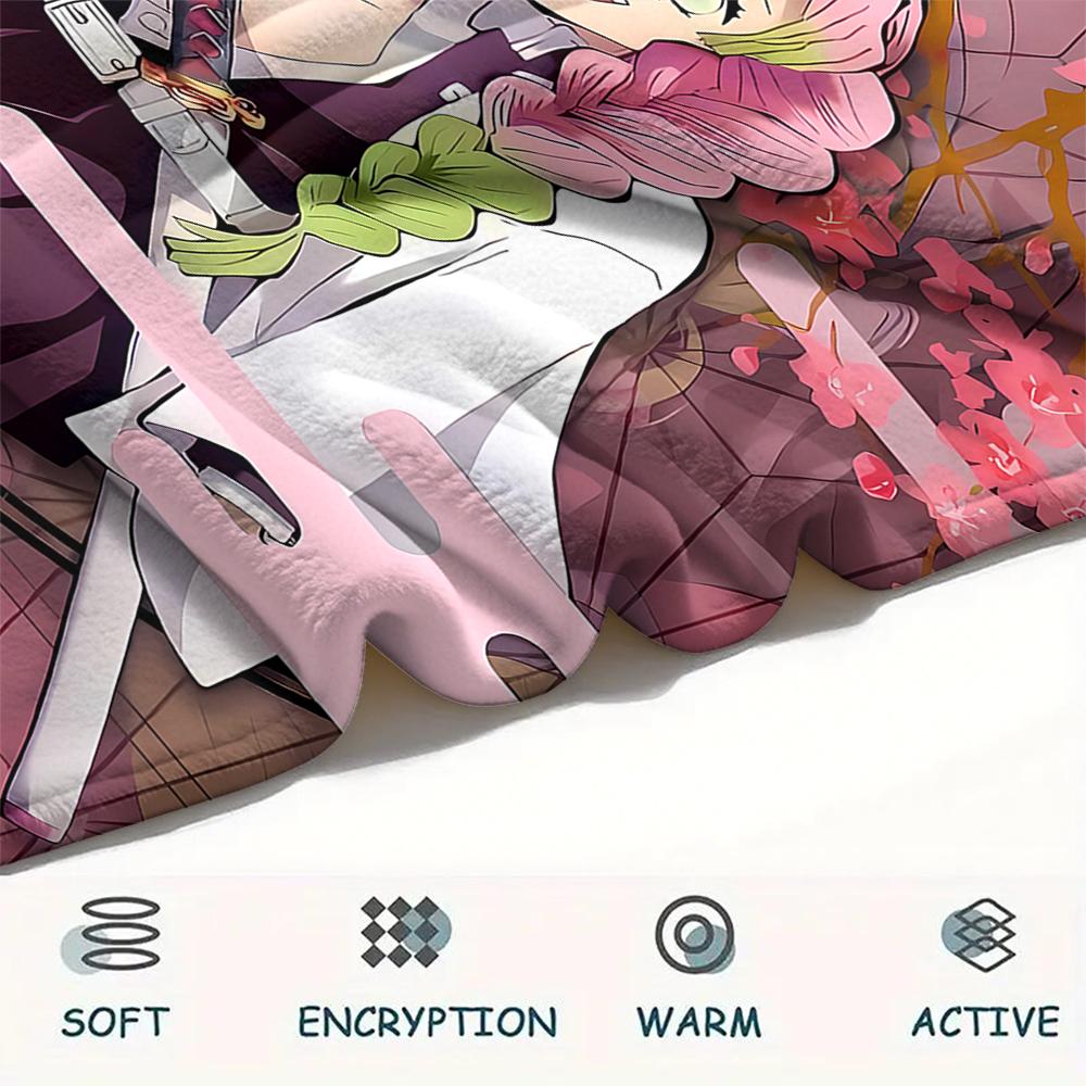 1PC Demon Slayer Print Flannel Blanket, High Quality All Seasons, Home Decor, Warmth and Comfort, Perfect for Christmas Gifts