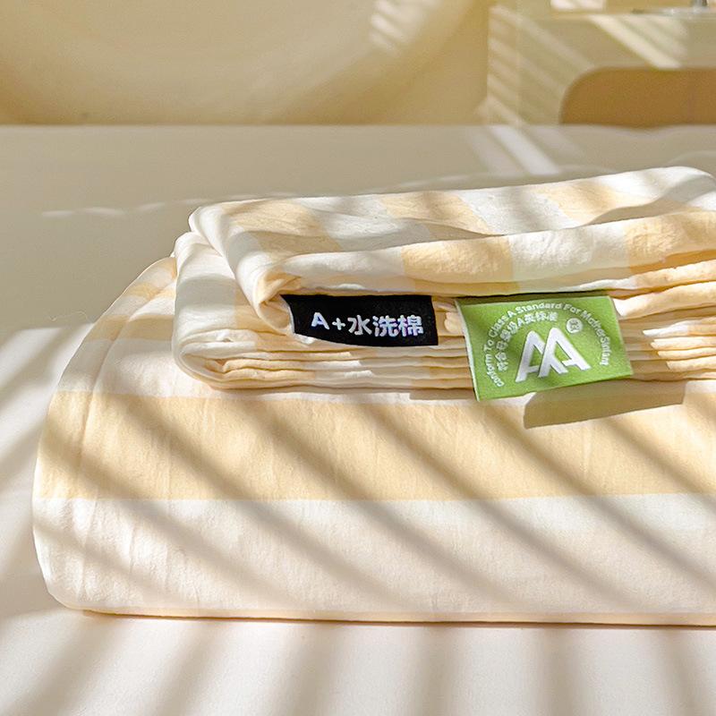 Buy washed cotton striped dirty single sheet for a single piece, thin bedspread for spring and summer, wholesale of student dormitory sheets.