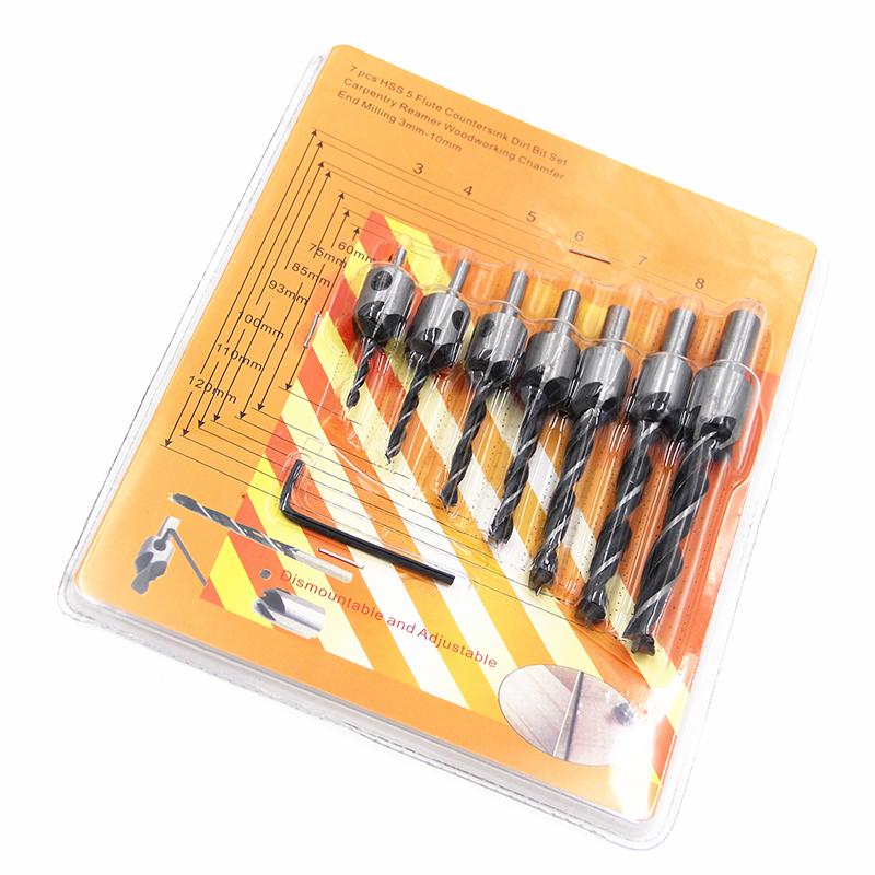 Three-Point Woodworking Countersink Drill Bit Set