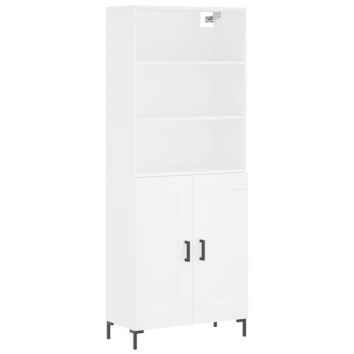 VidaXL Buffet haut Blanc 69,5x34x180 cm Bois d'ingénierie 3189957