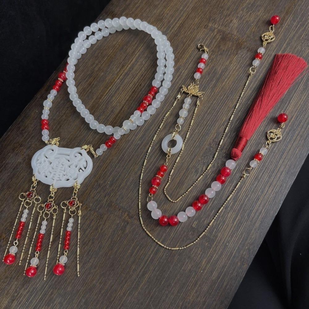 Pearl Chinese Pearl Necklace Tassel Ethnic Pearl Pendant Sweet Hanfu Necklace  Cheongsam