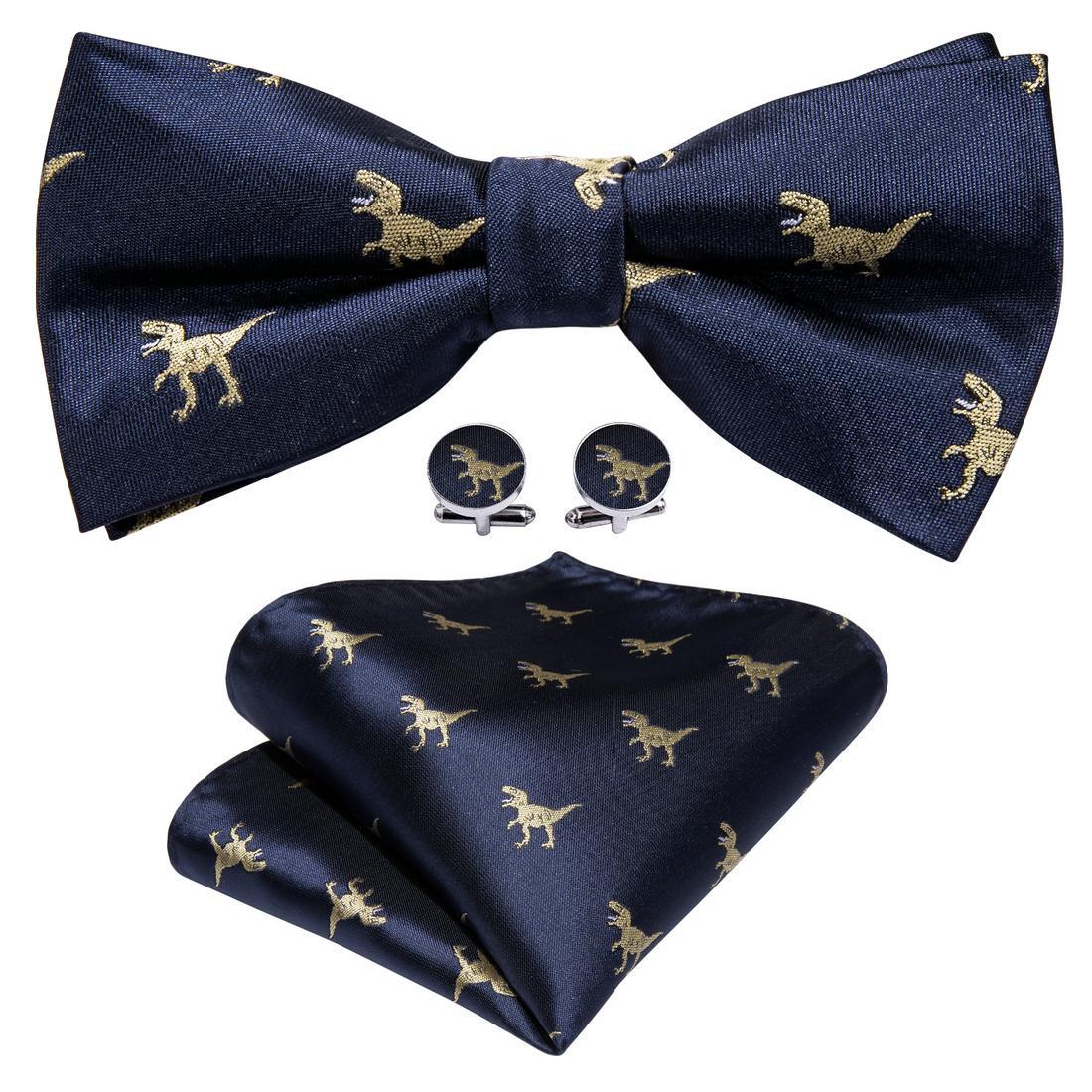 

Мужской галстук-бабочка с рисунком динозавра, снежинки, рождественский узор, галстук, платок, запонки, набор, галстуки для вечеринок LH-0950