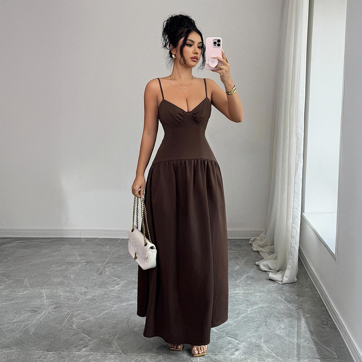European Style Elegant French Retro Sling Dress for Women - 2026 Spring/Summer Collection S