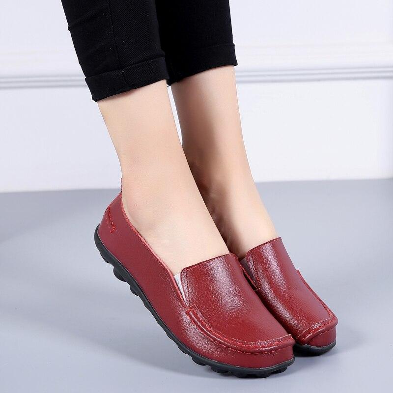 Women Flat Shoes Woman Soft Casual Shoes Leather Flats Ladies Shoes Femme Slip On Loafers Plus Size