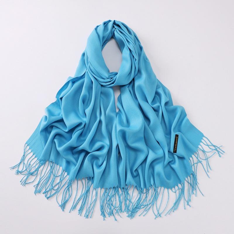 Autumn and winter various solid color imitation cashmere scarves women's monochrome thickened warm fringed shawl scarf scarf bright red scarf
