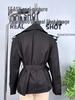 European and American Style Women's Solid Color Belted Short Jacket Windbreaker.