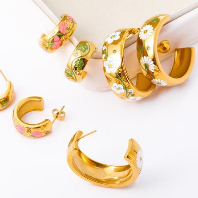 In Stock Floral Rose C-shaped Earrings: Light Luxury, Personalized Design