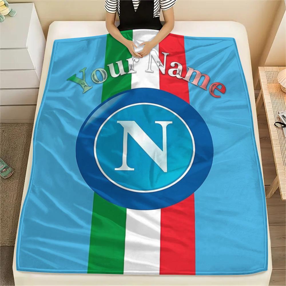 1 Stück Napoli Wappen Benutzerdefinierter Name Gemustert Flanell Decke Geeignet für Alle Jahreszeiten Für Heimdekoration Wärme Und Komfort Geschenke Feiertagsgeschenk