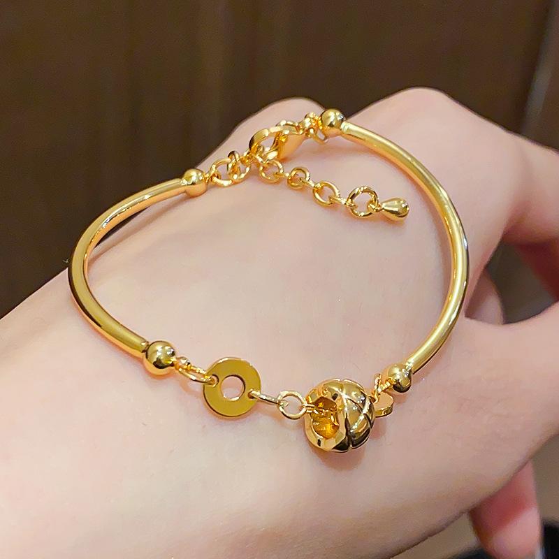 18K Gold Plated Zircon Beaded Bracelet - Light Luxury Retro Jewelry for Women, Autumn/Winter Fashion