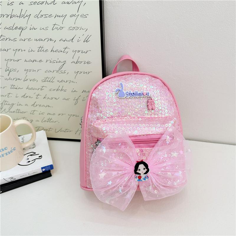 Cute Bowknot Children's Backpack Soft Adorable Girl's Pu Leather Princess Bag For Kindergarten