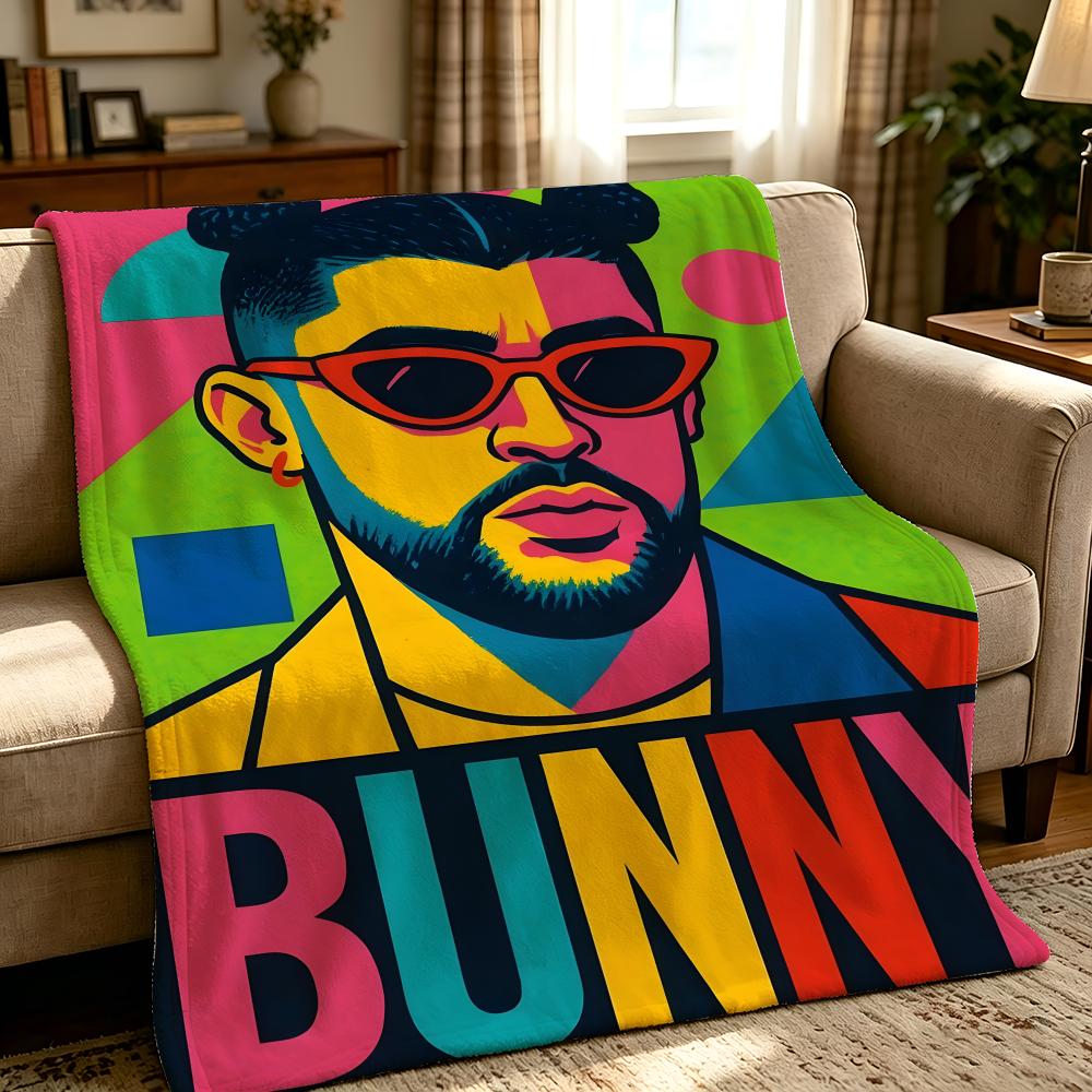 Music B-Bad Bunny-y Throw Thick Comfort Flannel Quilt, Multi-scene Use Indoor Outdoor Daily Nap