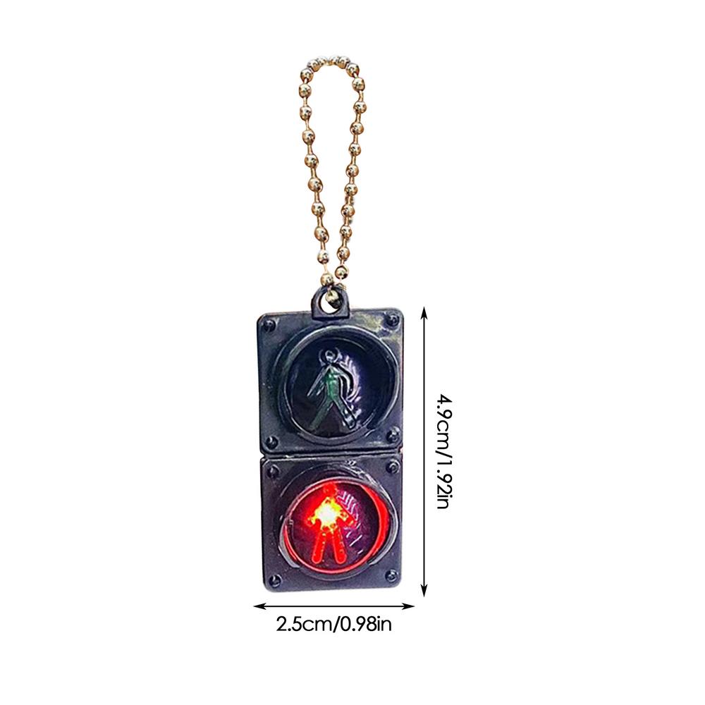 Traffic Signal Light Keychain Car Keychains Backpack Pendant Traffic Light Model with LED Lighting Creative Car Keyring For Kids