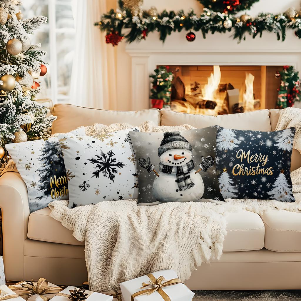 Merry Christmas Decorative Pillowcase Pillow Covers Throw Pillows Cushion Cases For Home Car Sofa Christmas Winter