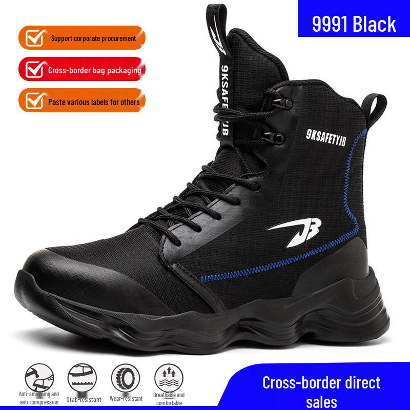 Men's Wear-Resistant Steel Toe Work Boots: Anti-Smash, Anti-Puncture, Non-Slip Safety Shoes