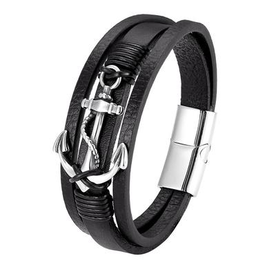 2026 Boat Anchor Bracelet European and American Woven Leather Bracelet, Multi-layer Leather Bracelet Bracelet
