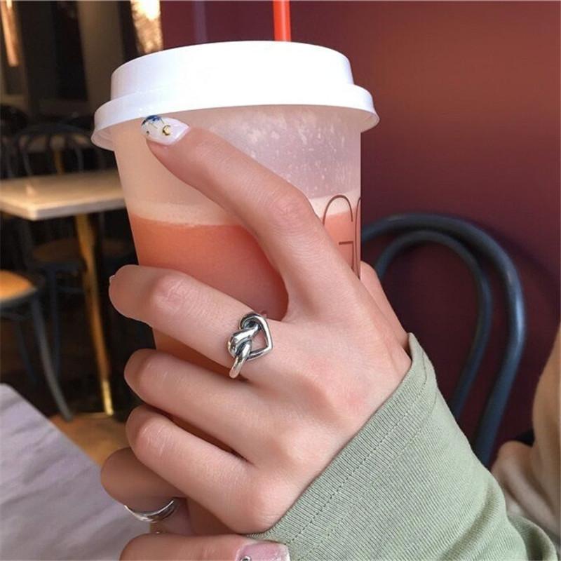 Women's Jewelry 925 Sterling Silver Tie a Knot Heart Rings For Women Accessories Wholesale Jewellery Prevent Allergy