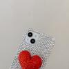 Glitter Diamond Crystal 3D Heart Stand Holder Phone Case for IPhone 15 14 16 plus 13 12 Air 17 Pro Max 11 Shockproof Bling Cover