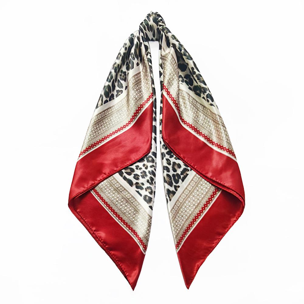 90cm Versatile Leopard Print Silk Headscarf for Women