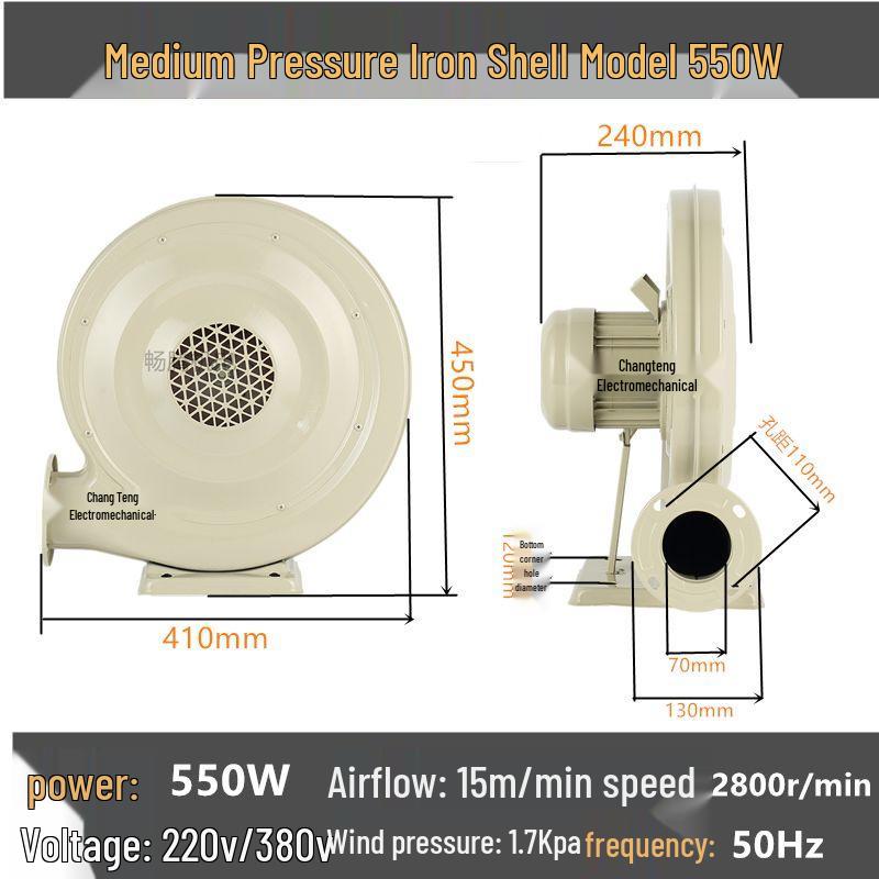 Medium Pressure 220V Industrial Centrifugal Blower for Dust Extraction and Combustion Assist