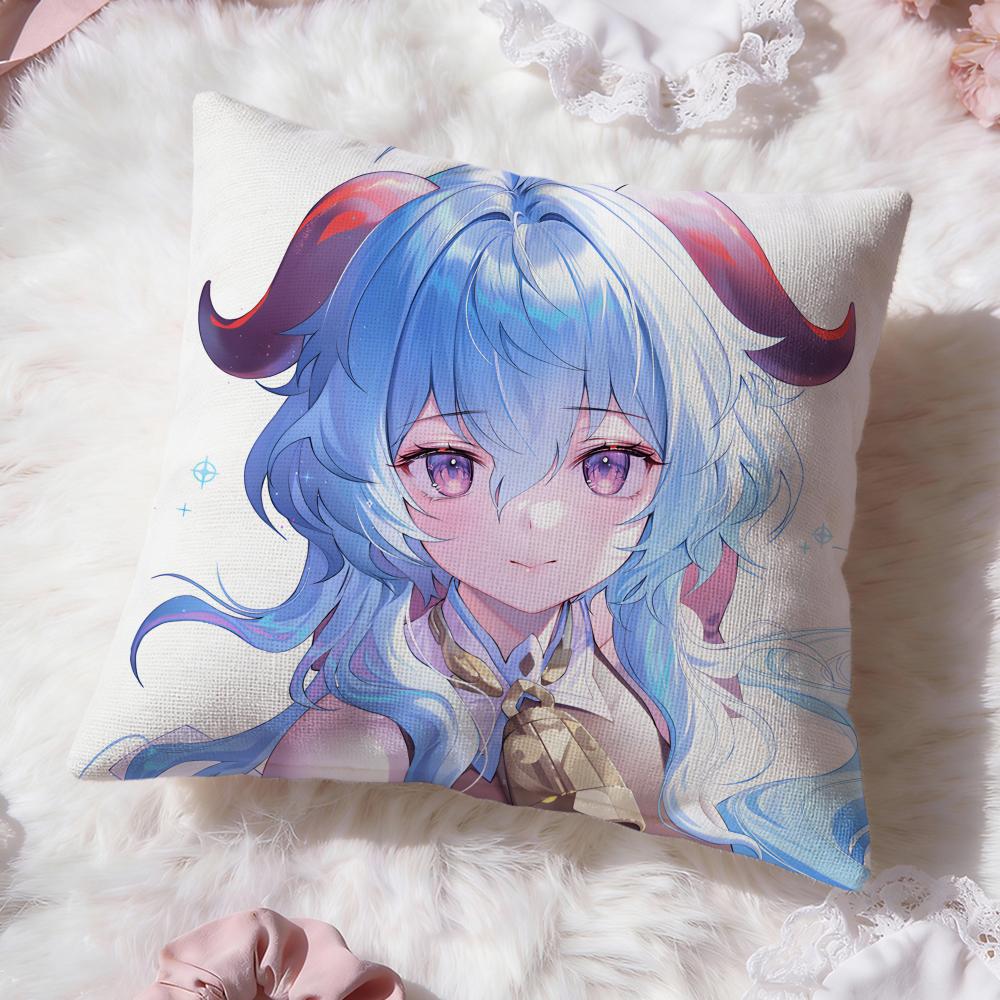 Ganyu Genshin Impact Cushion Cover Premium Comfort Reversible Pillow Cove -Two in One Design for Any Room & Car Interior