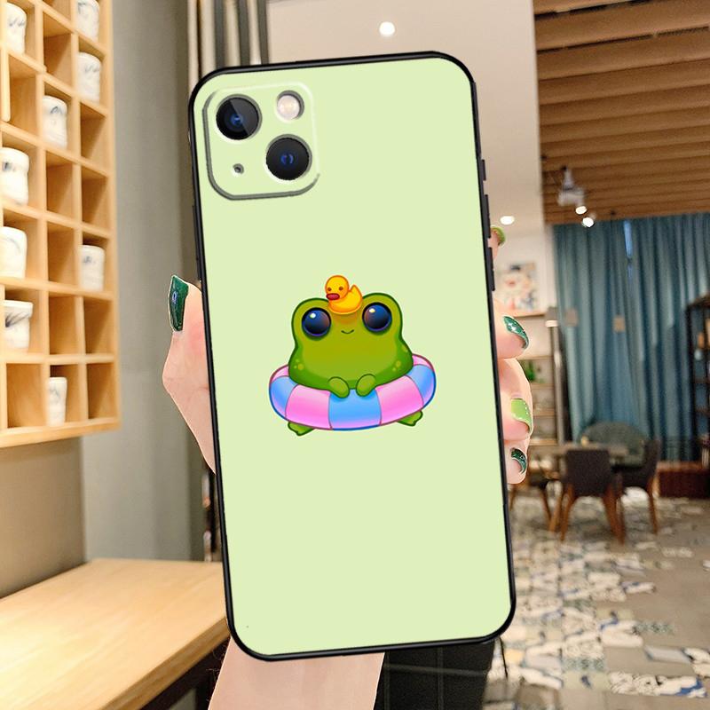 

Cute Frog Cartoon Phone Case For iPhone 13 Pro Max 16 15 11 12 14 17 Pro Max mini 15 16 Plus 16e 17 Air Cover iPhone 16Pro MAX
