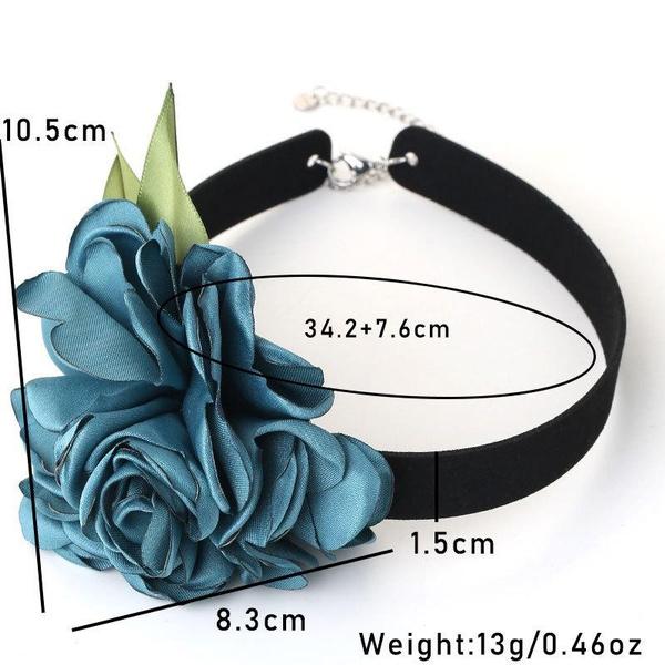 Temperament Romantisk Stor Rose Blomma Halsband Bred Svart Sammet Choker För Kvinnor Mode Hals Smycken Fest Present Hals Smycken