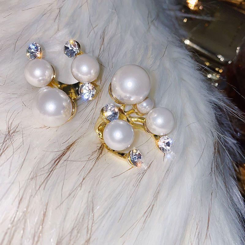 High-end Light Luxury Pearl Open Ring Personality Cold Wind Ring
