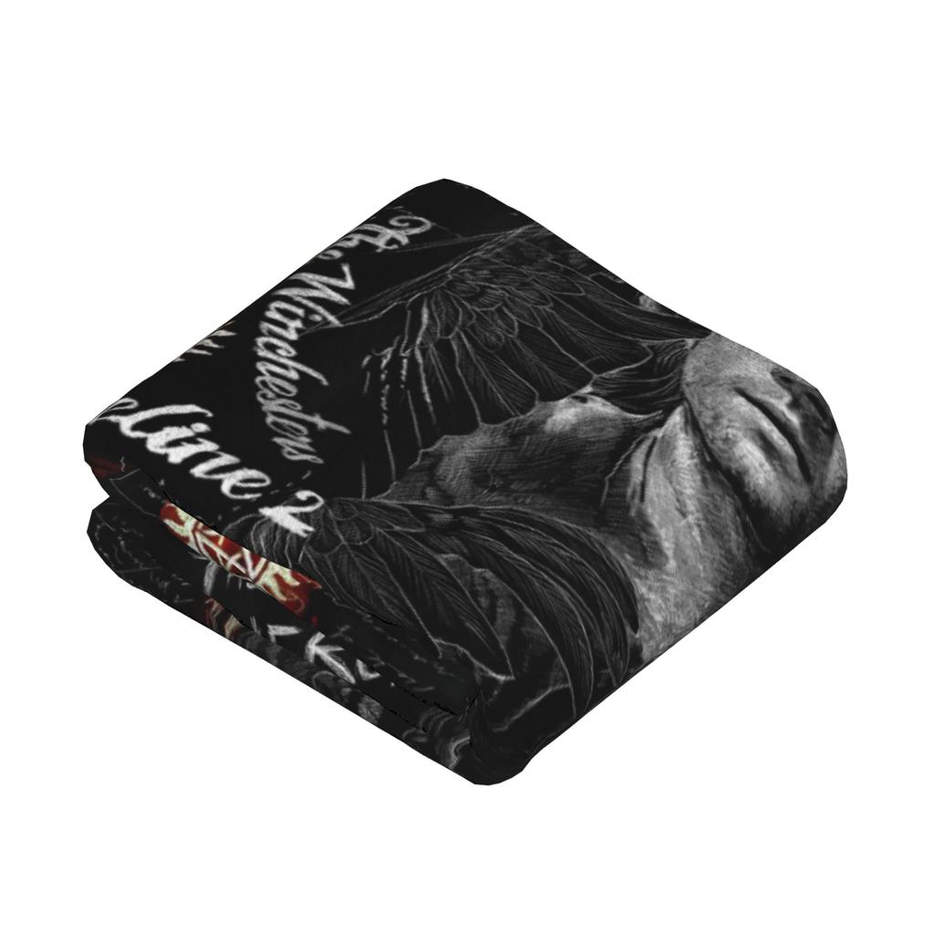Sam Winchester Dean Winchester Castiel Blanket Cover Velvet Supernatural Movie Wings Thin Throw Blankets for Bedroom Sofa Quilt