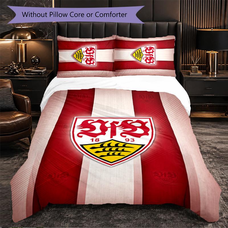 Biancheria da letto a tema VfB Stuttgart Set 3 Pezzi Copripiumino Biancheria da letto Decorativa per Camera Adolescenti Decorazione Casa
