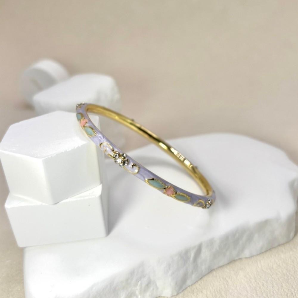 Colorful Vintage Cloisonne Bangle Thin Women's Hand Bracelet Chinese Flower Bangle Handicraft