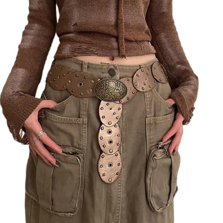 

Punk Waist Belt Chain Studded for Idol Costume Belt for Jeans Dress Skirt 1 коричневий