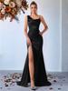 Elegant Women's One-Shoulder Spaghetti Strap Long Evening Gown