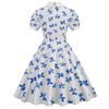 New Women's Clothing Summer Bundle Neck Doll Collar Short-sleeved Retro Printed Medium and Long Dress