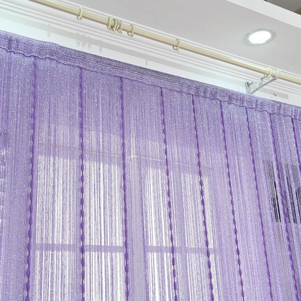 2m X 1m Door String Curtain Flat Ribbon Thread with Shaggy Tassel Room Divider Home Decor Sequin Curtain for Doorway Door String Curtains