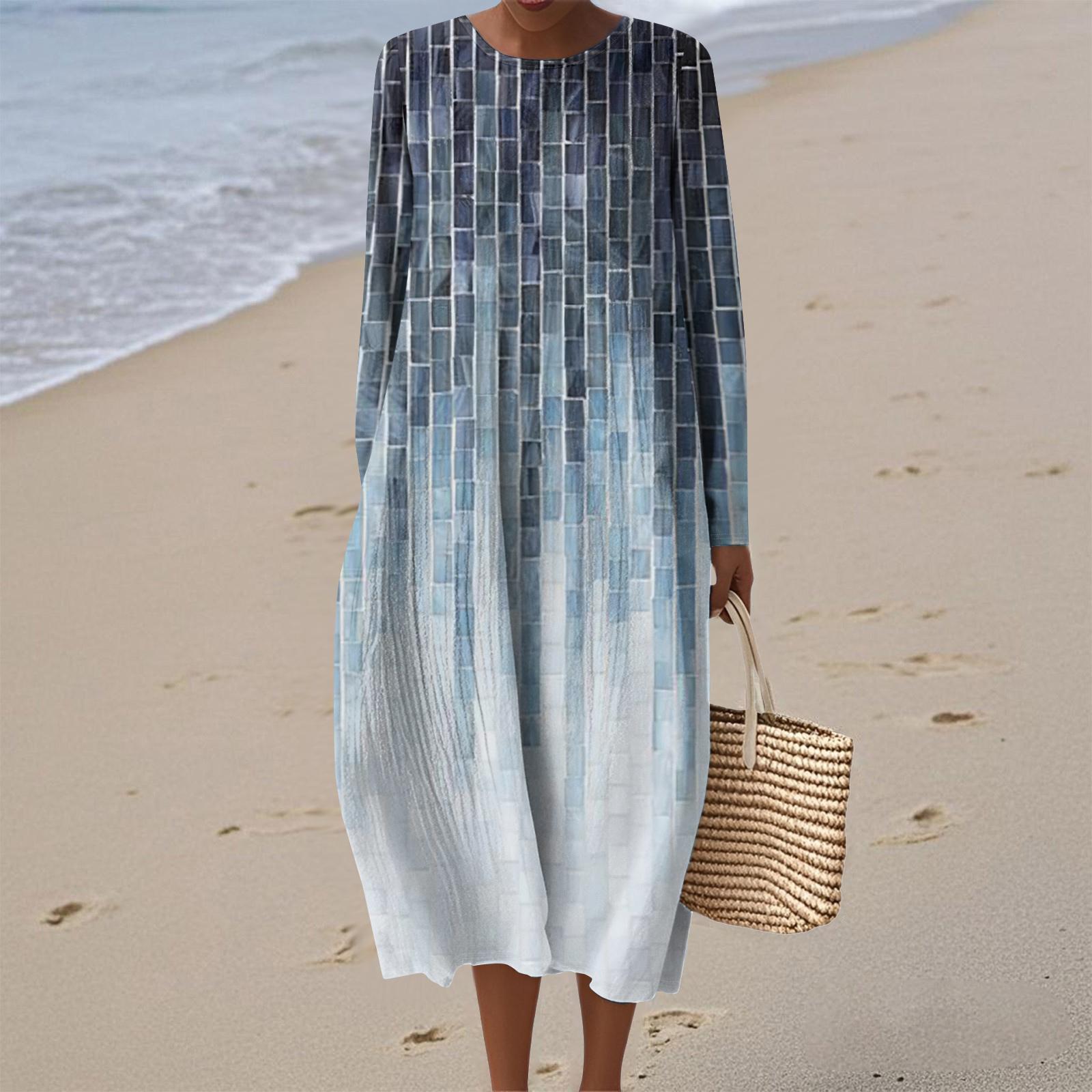 

Женское модное повседневное платье с длинными рукавами, круглым вырезом, цветочным принтом и застежкой-молнией S