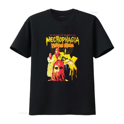 NECROPHAGIA White Worm Cathedral Death Metal Thrash Vintage Černé Tričko 13 Hymns of Blasphemy Design vintage Vyprané