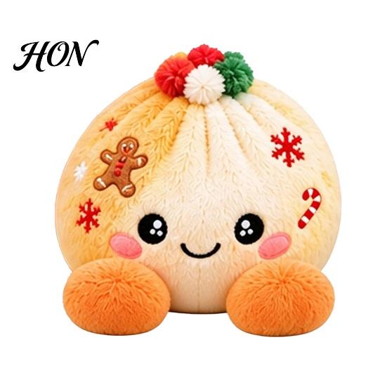 Plush Cartoon Dumpling Toy Christmas with Steamer, Stress Relief Stuffed Decoration Squeeze Toy, Steamed Bun Plushie for Holiday Soft