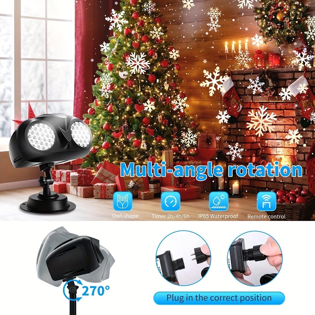 Christmas LED Snowfall Projector Light Snowflake Laser Landscape Light Adjustable Rotation Spotlight Lightning Garden Party Lamp