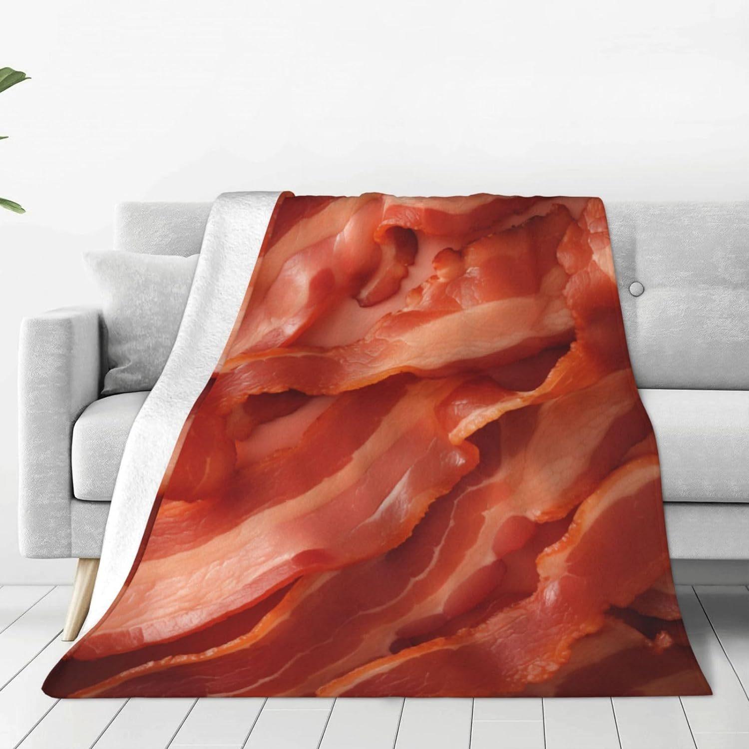 Annier Unisex Bacon Blanket Ultra Soft, Comfortable, Lightweight Flannel Blanket Sofa Travel Decoration Food Birthday Gift