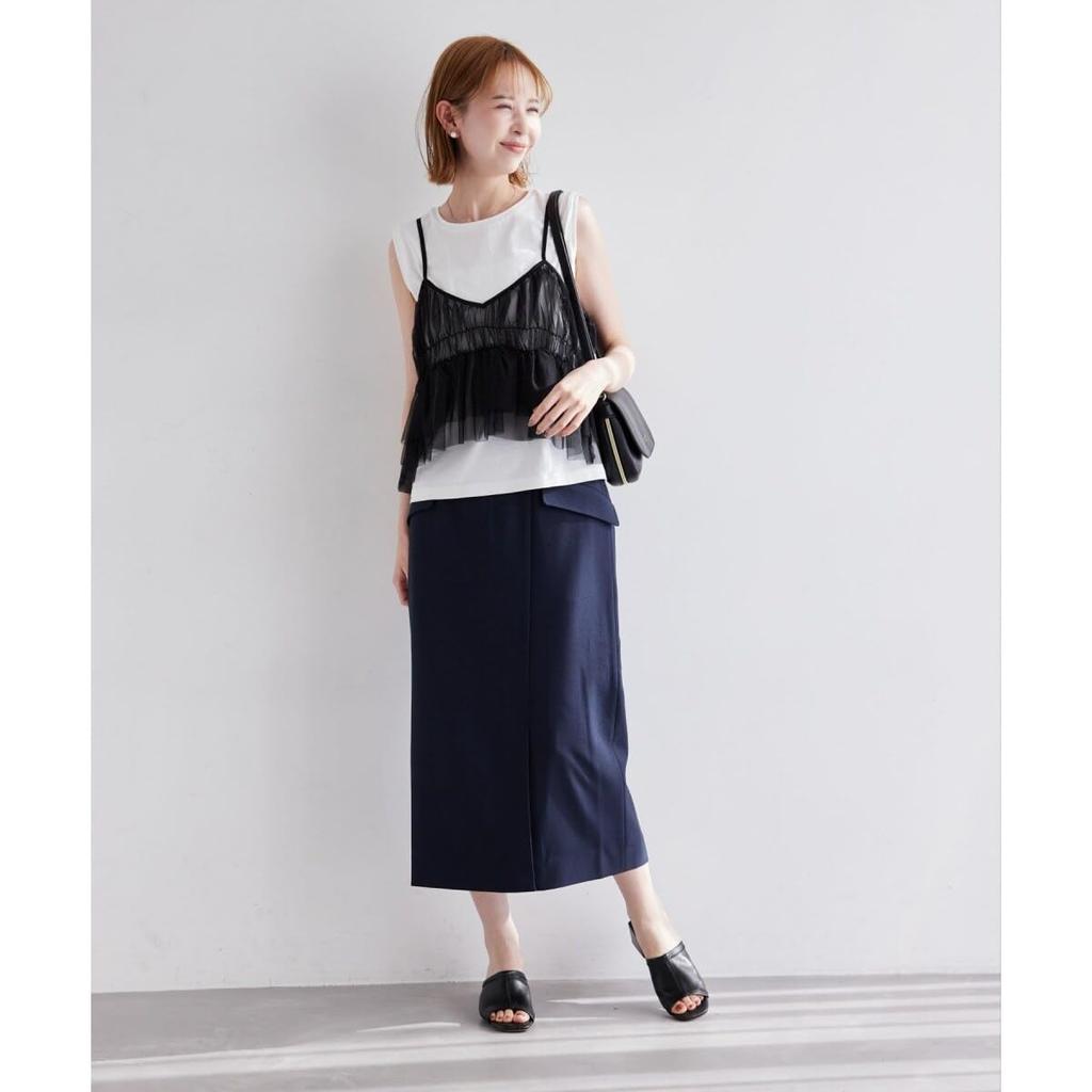 ROPE PICNIC Shirred Tulle Camisole Women's Set, Off-White (16)