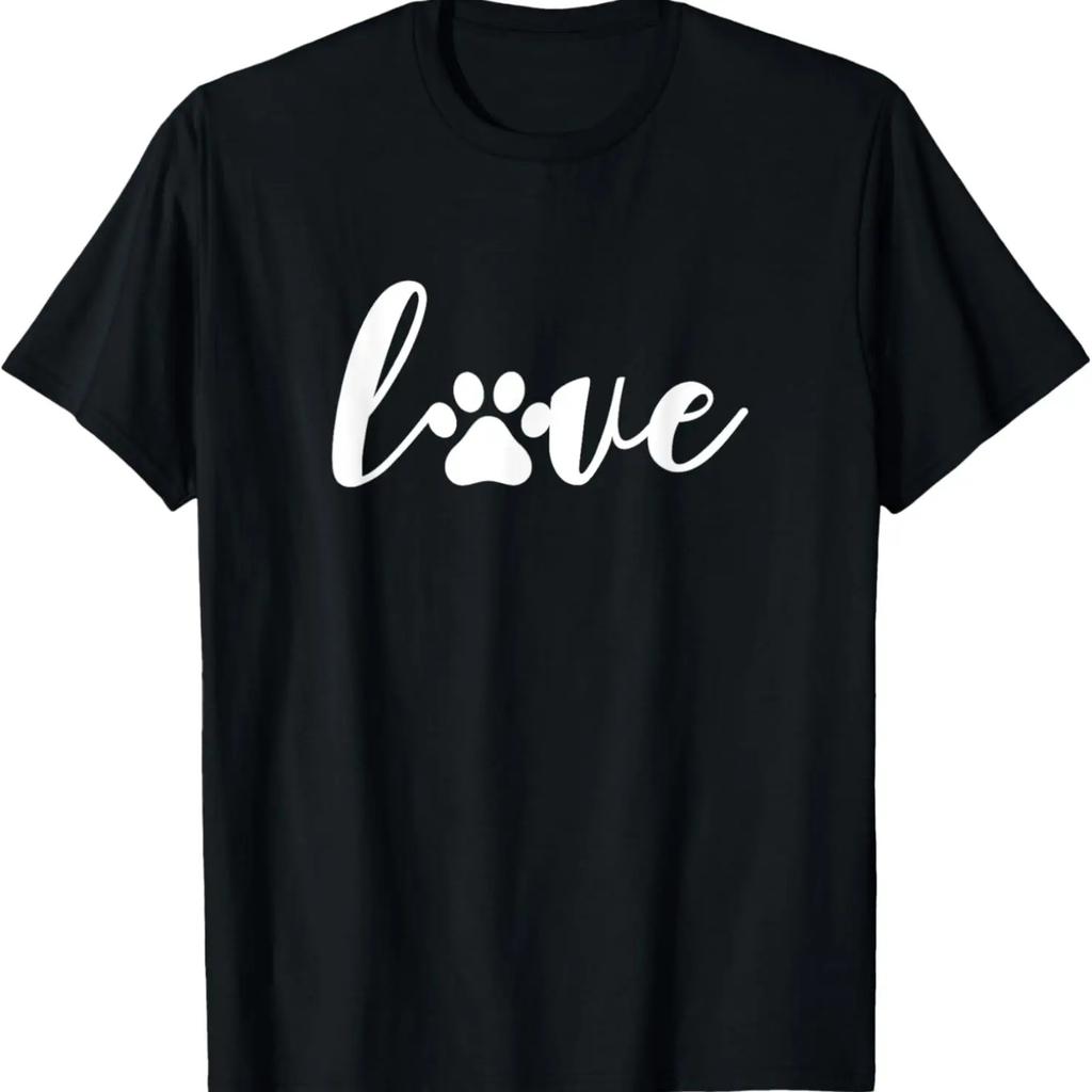 Pfotenabdruck Herz Liebe Lustig Cool Hund Katze Mama Haustier Tierliebhaber T-Shirt