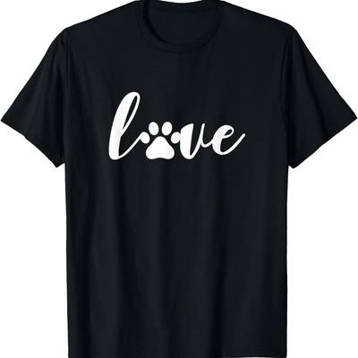 Paw Print Love Heart Funny Cool Dog Cat Mom Pet Animal Lover T-Shirt